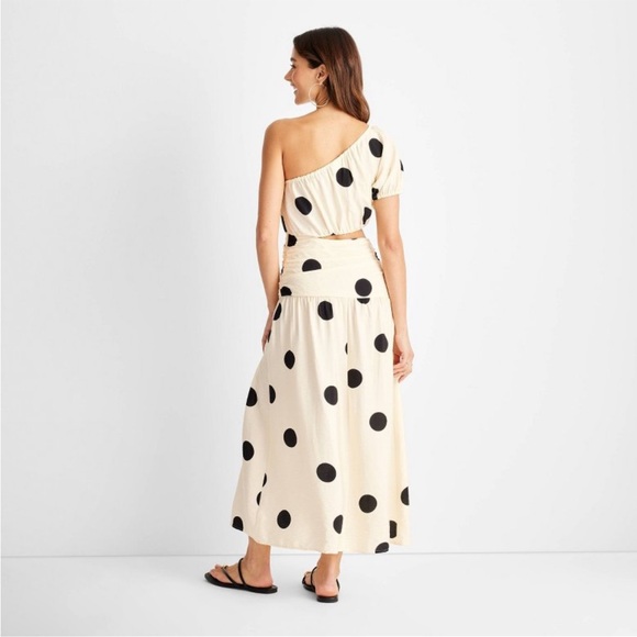 Polka Dot One Shoulder CutOut Midi Dress -Future Collective w Jenny K. Lopez  10 - Picture 2 of 3